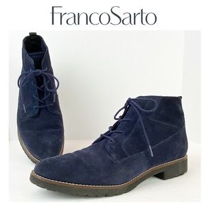 Franco Sarto Lug Sole Blue Suede Ankle Boots, 9.5